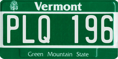 VT license plate PLQ196