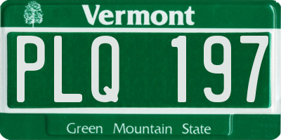 VT license plate PLQ197