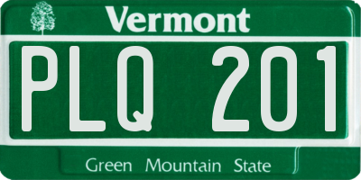 VT license plate PLQ201