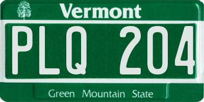 VT license plate PLQ204