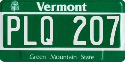 VT license plate PLQ207
