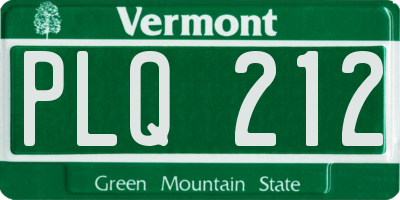 VT license plate PLQ212