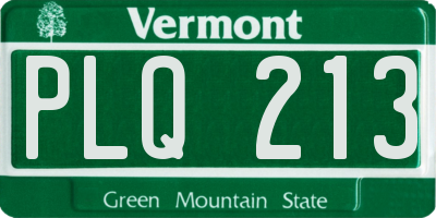 VT license plate PLQ213