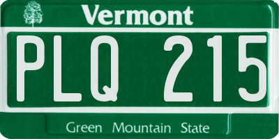 VT license plate PLQ215