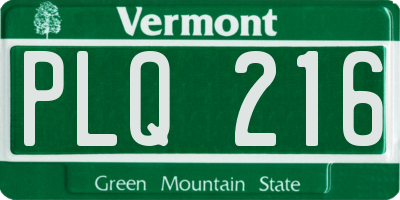 VT license plate PLQ216