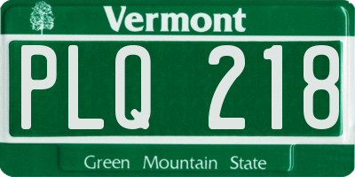 VT license plate PLQ218