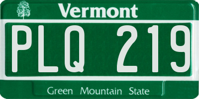 VT license plate PLQ219
