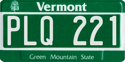 VT license plate PLQ221