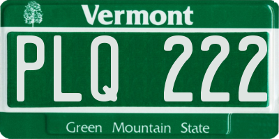 VT license plate PLQ222