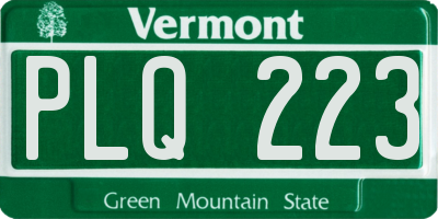 VT license plate PLQ223