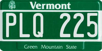 VT license plate PLQ225