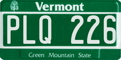 VT license plate PLQ226