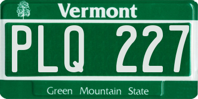 VT license plate PLQ227