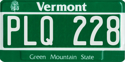 VT license plate PLQ228