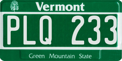 VT license plate PLQ233