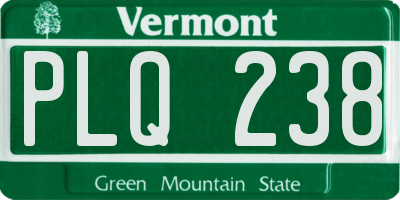 VT license plate PLQ238