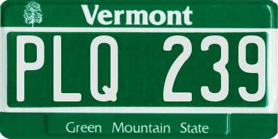 VT license plate PLQ239