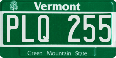VT license plate PLQ255