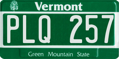 VT license plate PLQ257