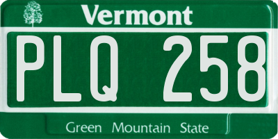VT license plate PLQ258