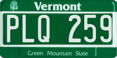 VT license plate PLQ259