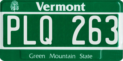 VT license plate PLQ263