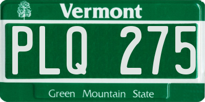 VT license plate PLQ275