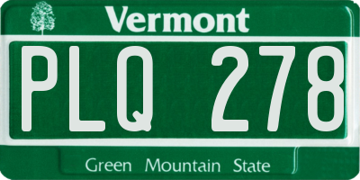 VT license plate PLQ278