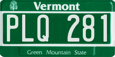 VT license plate PLQ281