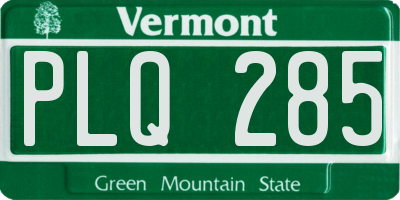 VT license plate PLQ285