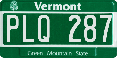 VT license plate PLQ287