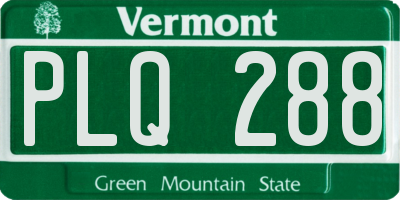 VT license plate PLQ288