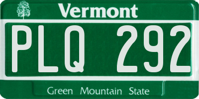 VT license plate PLQ292
