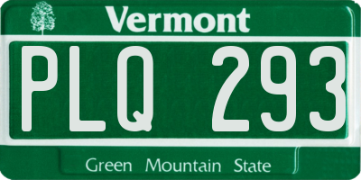 VT license plate PLQ293