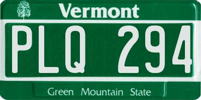 VT license plate PLQ294