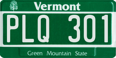 VT license plate PLQ301