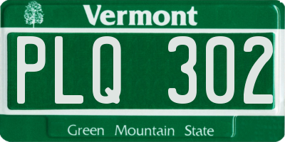 VT license plate PLQ302