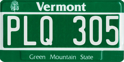 VT license plate PLQ305