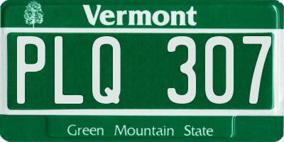 VT license plate PLQ307