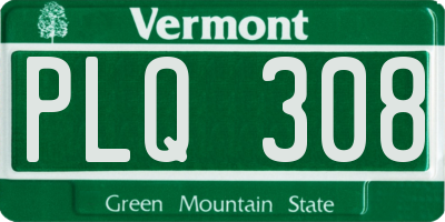 VT license plate PLQ308