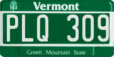 VT license plate PLQ309