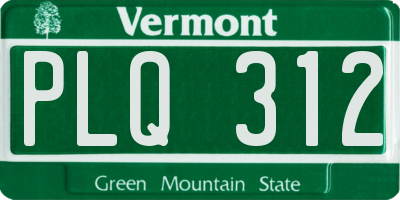 VT license plate PLQ312
