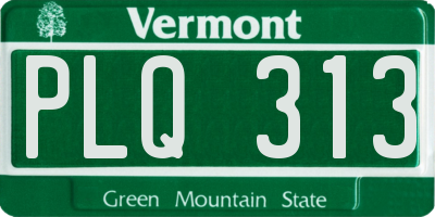 VT license plate PLQ313