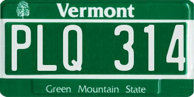 VT license plate PLQ314