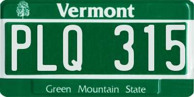 VT license plate PLQ315