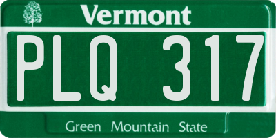 VT license plate PLQ317