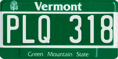 VT license plate PLQ318