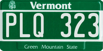 VT license plate PLQ323