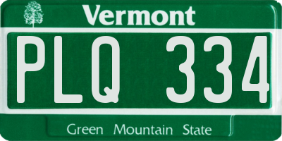VT license plate PLQ334