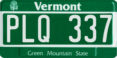 VT license plate PLQ337